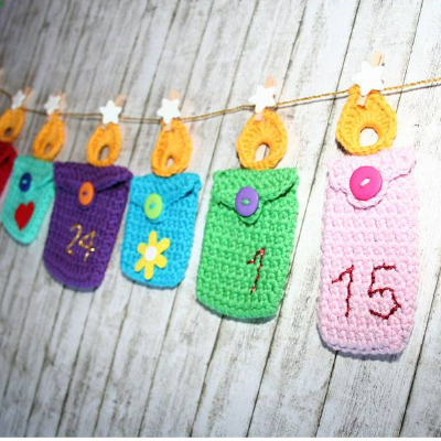 Mini-Kerzentäschchen - Adventskalender - Häkelanleitung