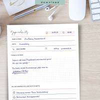 Gesprächsnotiz A5 & A4 - Telefonnotizen Vorlage in 3 Farben (Schwarzweiß, rosa, türkis) | Digitale Vorlage zum Ausdrucke Bild 3