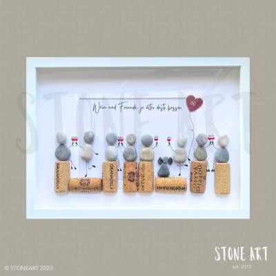 Steinbild „Wein & Freunde – je älter, desto besser“ – Personalisiertes Geschenk zum 60. Geburtstag