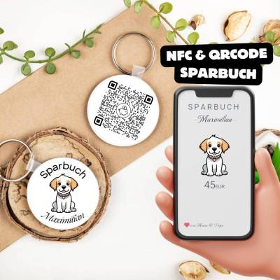 Sparbuch als Anhänger | NFC & QrCode | Personalisiertes Geldgeschenk | Verschiedene Motive