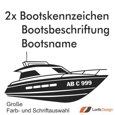 2x Bootsbeschriftung Bootskennzeichen Bootsname 10 cm hoch