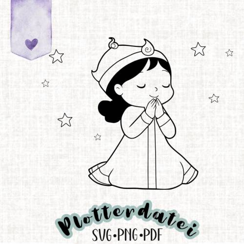 Betende Prinzessin – Plotterdatei | SVG png pdf | Niedliches Mädchen mit Krone | Kinder-Motiv für DIY-Projekte