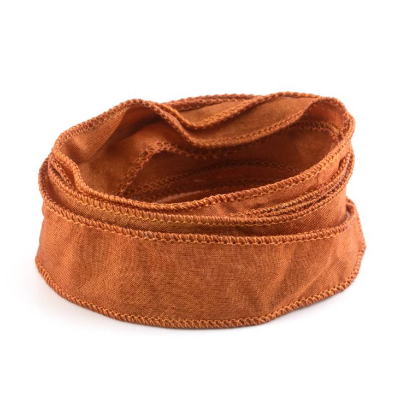 Handgefertigtes Habotai-Seidenband Kupfer 1m 100% Seide Schmuckband Wickelarmband