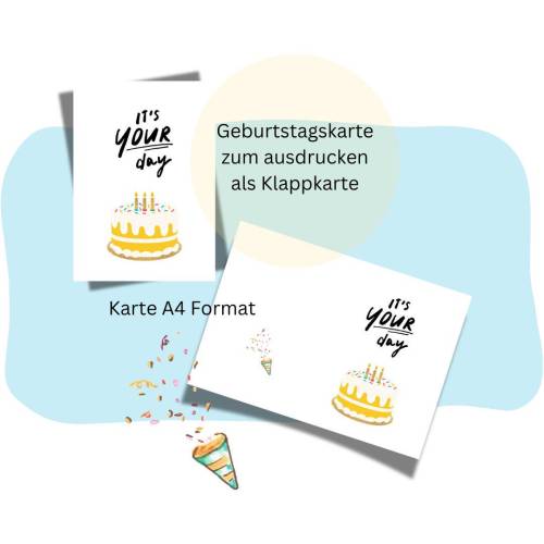 Geburtstagskarte 3 download Geburtstag Karte Grußkarte A4 digitaler Sofortdownload zum selbst ausdrucken pdf