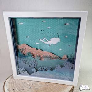 Schattenboxmotiv Unterwasser | Taucher Plotterdatei SVG Cut File DXF Bild 1