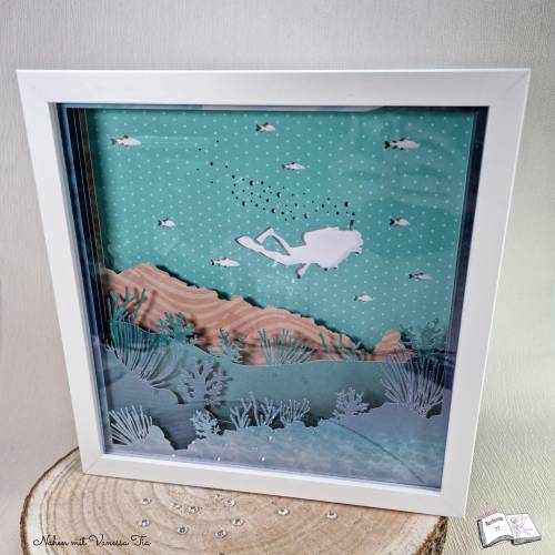 Schattenboxmotiv Unterwasser | Taucher Plotterdatei SVG Cut File DXF