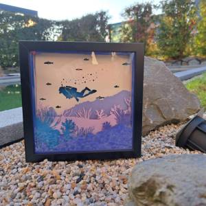 Schattenboxmotiv Unterwasser | Taucher Plotterdatei SVG Cut File DXF Bild 5