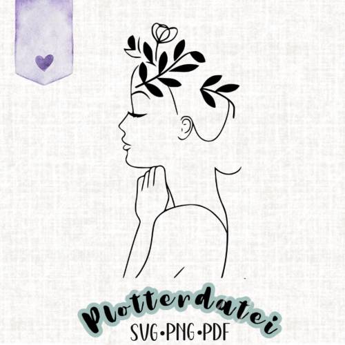 Meditative Frauen-Silhouette – Plotterdatei | SVG PNG PDF | Boho Line Art | Spirituelle Frau mit Blumenornamenten