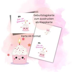 Geburtstagskarte 2 download Geburtstag Karte Grußkarte A4 digitaler Sofortdownload zum selbst ausdrucken pdf Bild 1