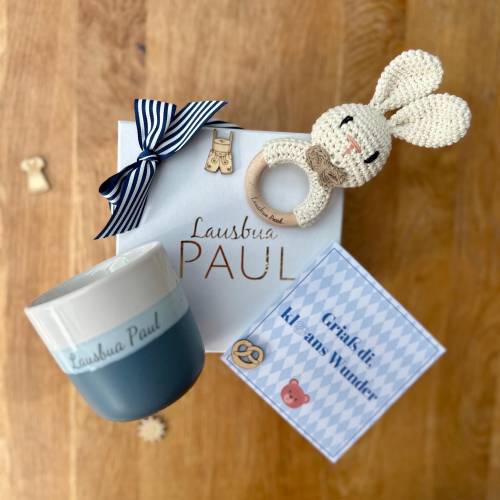 Lausbua Baby Geschenkset personalisiert | Herzal Babygeschenk Mädchen | Bayerisches Baby Geburtsgeschenk | Geburt