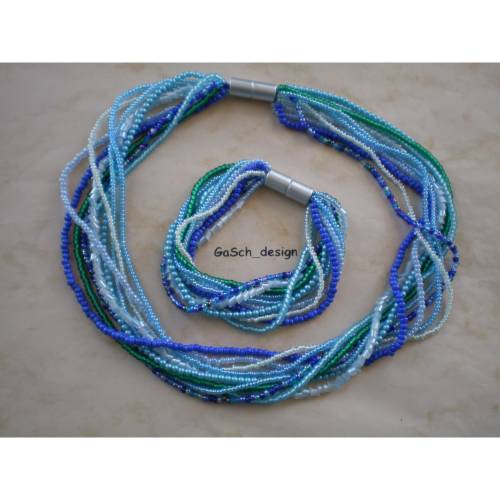 Set * Fädelkette und Armband * Strippenzieher in Wasserfarben 2.0