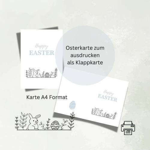 Osterkarte 3 download Ostern Karte Grußkarte A4 digitaler Sofortdownload zum selbst ausdrucken pdf