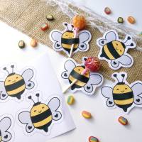 Druckvorlage Tischdeko - Biene - Geburtstag - Lutscher - Streudeko - Party - Feier - ausdrucken - Gastgeschenk - Hummel Bild 4