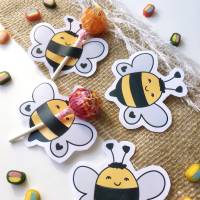 Druckvorlage Tischdeko - Biene - Geburtstag - Lutscher - Streudeko - Party - Feier - ausdrucken - Gastgeschenk - Hummel Bild 5
