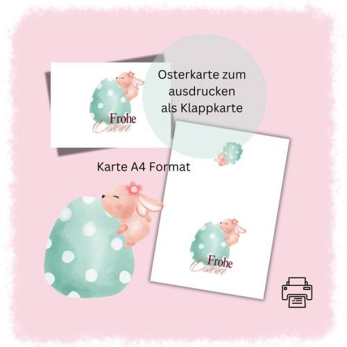 Osterkarte 2 download Ostern Karte Grußkarte A4 digitaler Sofortdownload zum selbst ausdrucken pdf