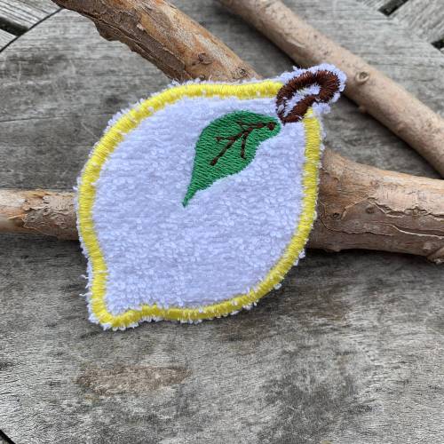 Abschminkpad Zitrone Stickdatei ITH 10x10 cm Waschpad Pad Obst Früchte mediterran