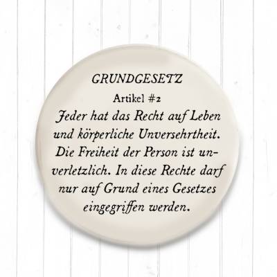 Grundgesetz Artikel 2 Persönliche Freiheitsrechte Button in 2x Größen nach Wahl