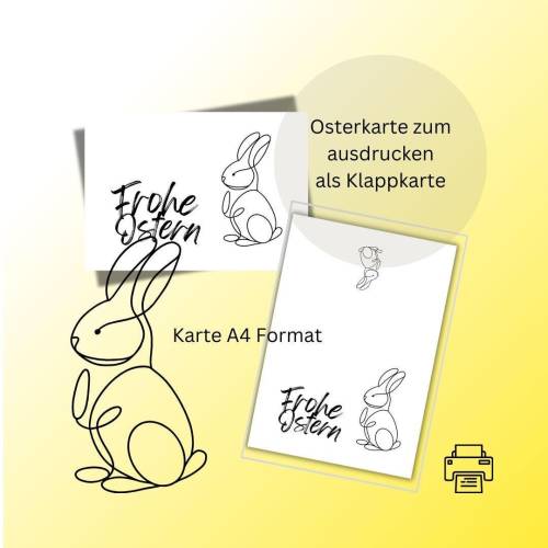 Osterkarte download Ostern Karte Grußkarte A4 digitaler Sofortdownload zum selbst ausdrucken pdf