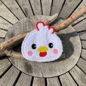 Abschminkpad Huhn Stickdatei ITH 10x10 cm Waschpad Pad Hühnerstall Ostern Bild 1