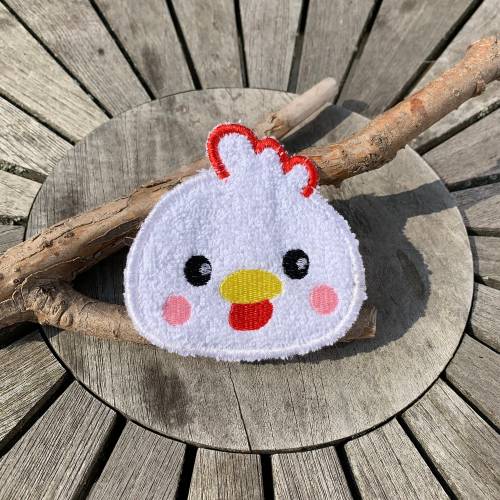 Abschminkpad Huhn Stickdatei ITH 10x10 cm Waschpad Pad Hühnerstall Ostern