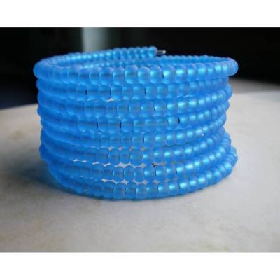 Armreifen * Spiralarmband * Rocailles, 4,5 mm - himmelblau silbereinzug