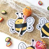 Druckvorlage Tischdeko - Biene - Geburtstag - Lutscher - Streudeko - Party - Feier - ausdrucken - Gastgeschenk - Hummel Bild 1