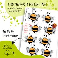 Druckvorlage Tischdeko - Biene - Geburtstag - Lutscher - Streudeko - Party - Feier - ausdrucken - Gastgeschenk - Hummel Bild 2