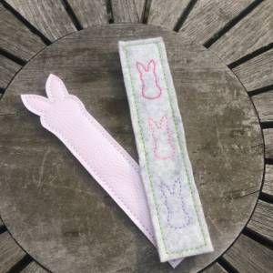 Lesezeichen Ostern Stickdatei  ITH 13x18 Hase Osterhase lesen Buch Bücher für Leseratten und Bücherwürmer Bild 1