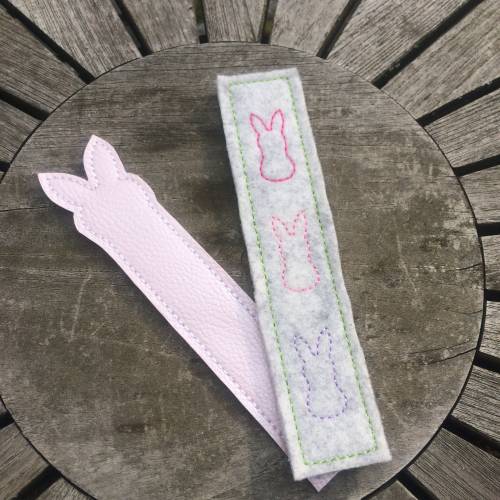 Lesezeichen Ostern Stickdatei  ITH 13x18 Hase Osterhase lesen Buch Bücher für Leseratten und Bücherwürmer