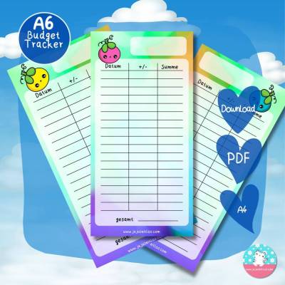 Budgettracker cute Berry - Einnahmen Ausgaben - PDF A4 - 3er Set - Umschlagmethode - Budget