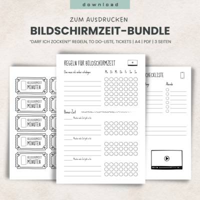 Bildschirmzeit-Bundle: Regeln, Aufgabenlisten & Tickets - Entspannter Umgang mit Bildschirmzeit in der Familie