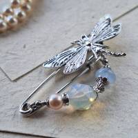 Schalnadel Libelle Opal im Jugendstil Tuchnadel echte Perle Silber N-7-S-11 Bild 4