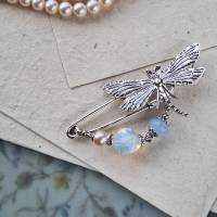 Schalnadel Libelle Opal im Jugendstil Tuchnadel echte Perle Silber N-7-S-11 Bild 6