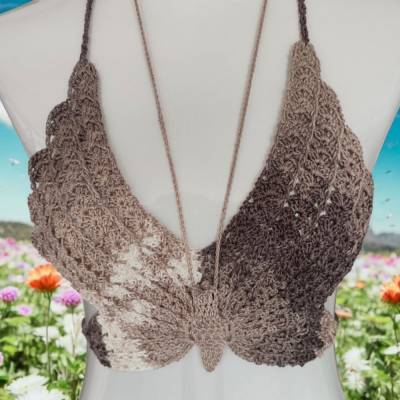 Oberteil, Beachware, gehäkelt, Handarbeit