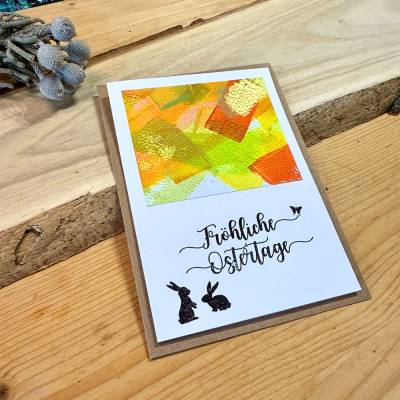 Original Osterkarte mit süßen Häschen. Perfekt für liebe Ostergrüße. Faltkarte mit Kuvert