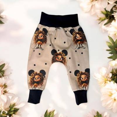 Baggy Hose Pumphose Kinder Unikate Jersey Mäusemädchen Maus beige