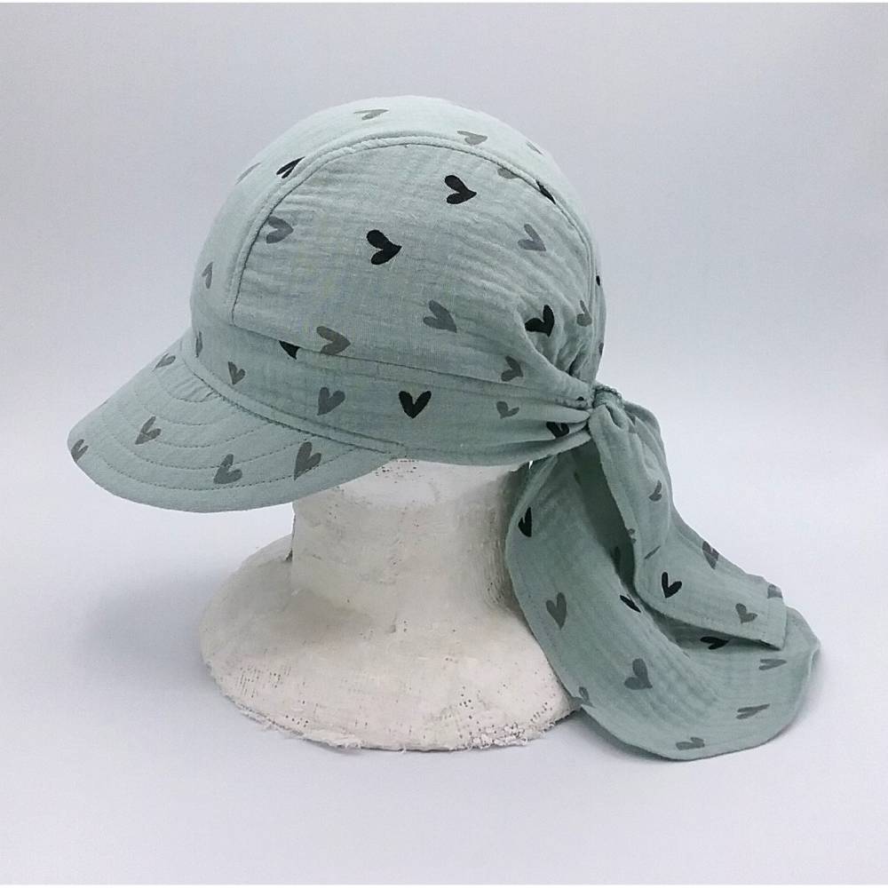 Mädchen Sommermütze Baumwolle - Punkte Blume Schirmmütze Größe M-XL