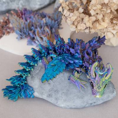 Baby Monddrache mit Flügel | vollbeweglicher Drache | handbemalte Augen | Fantasy Drachen | Flexi Tier