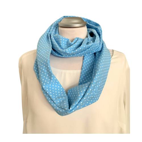 Loopschal aus Jersey in hellblau mit weißen Punkten *Mamasign