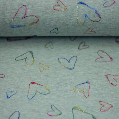 Alpenfleece Farsund - Herzen - melange mint, 50cm