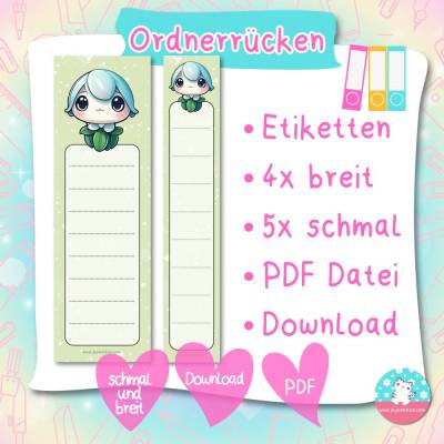 Ordnerrücken - Etiketten - Schneeglöckchen - PDF A4 Download - für breite & schmale Ordner
