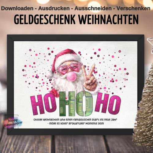 Geldgeschenk Teenager Weihnachten, Weihnachtskarte, Last Minute, Geld verschenken verpacken, PDF Download