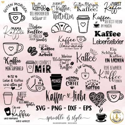 Deutsche Plotterdatei Getränke XL Bundle, Aperol svg, Alkohol, Gin, Silhouette, Cricut, Kaffee png, Wein Digistamp, Lase