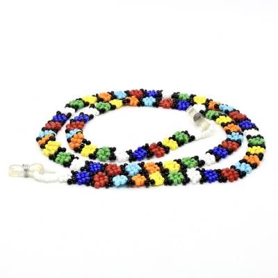Bunte Kette für Brille Brillenkette Brillenhalter Blumig Glasperlen Hippie Zeit Damenbrille Mädchen