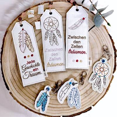 Stickdateien Set Traumfänger 06 – ITH Lesezeichen & Anhänger ab 10x10 – 16 Motive