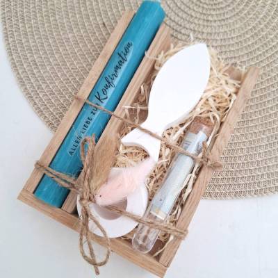 Konfirmation Geldgeschenk Konfirmationsgeschenk mit einem Fisch (Var 2) Kerzenhalter rund Geschenkset für Jungen Mädchen