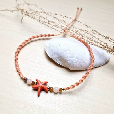 Lachsfarbenes Fußkettchen mit Seestern