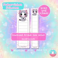 Ordnerrücken - Etiketten - Geisha Katze - PDF A4 Download - für breite & schmale Ordner Bild 2