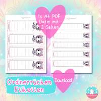 Ordnerrücken - Etiketten - Geisha Katze - PDF A4 Download - für breite & schmale Ordner Bild 3