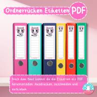 Ordnerrücken - Etiketten - Geisha Katze - PDF A4 Download - für breite & schmale Ordner Bild 4